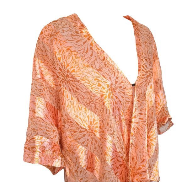 Floreat Anthropologie Silk Blend Size Small Floral Striped Hi Low Blouse - Picture 3 of 12